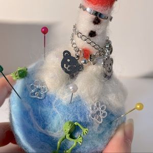 Felting Lighthouse On Ocean Pincushion & Small Jewelry Display | Multi-purposes